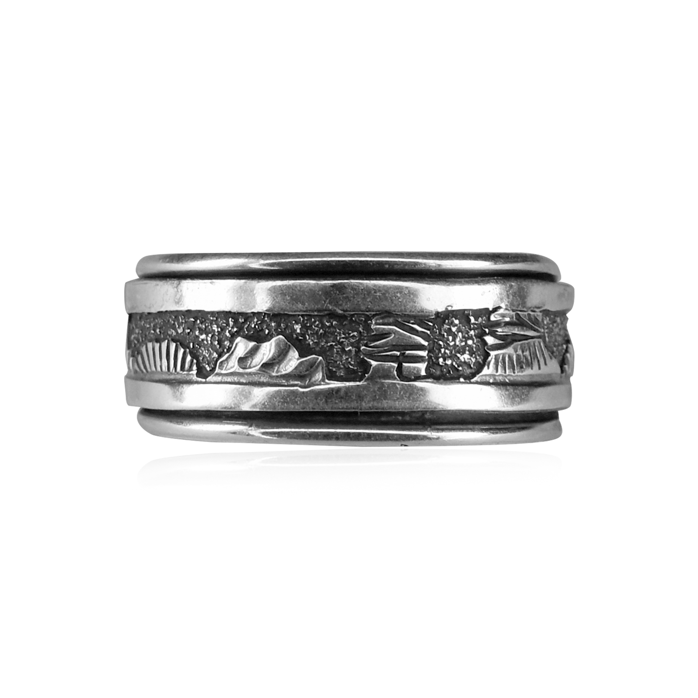 Sterling Silver Spinning Storyteller Ring by Elaine Becenti
