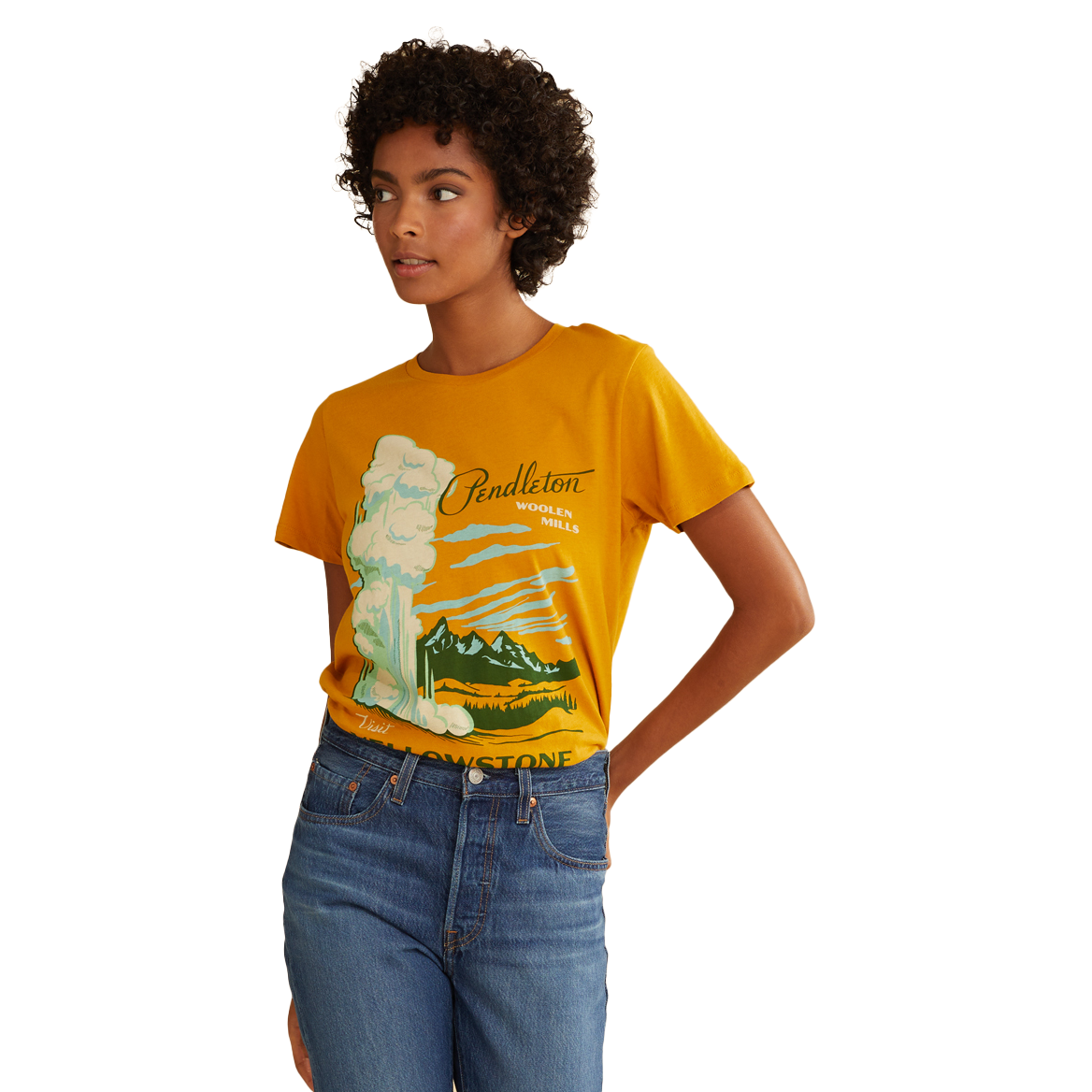 Pendleton Women's Heritage Yellowstone Park Tee - Gold/Green