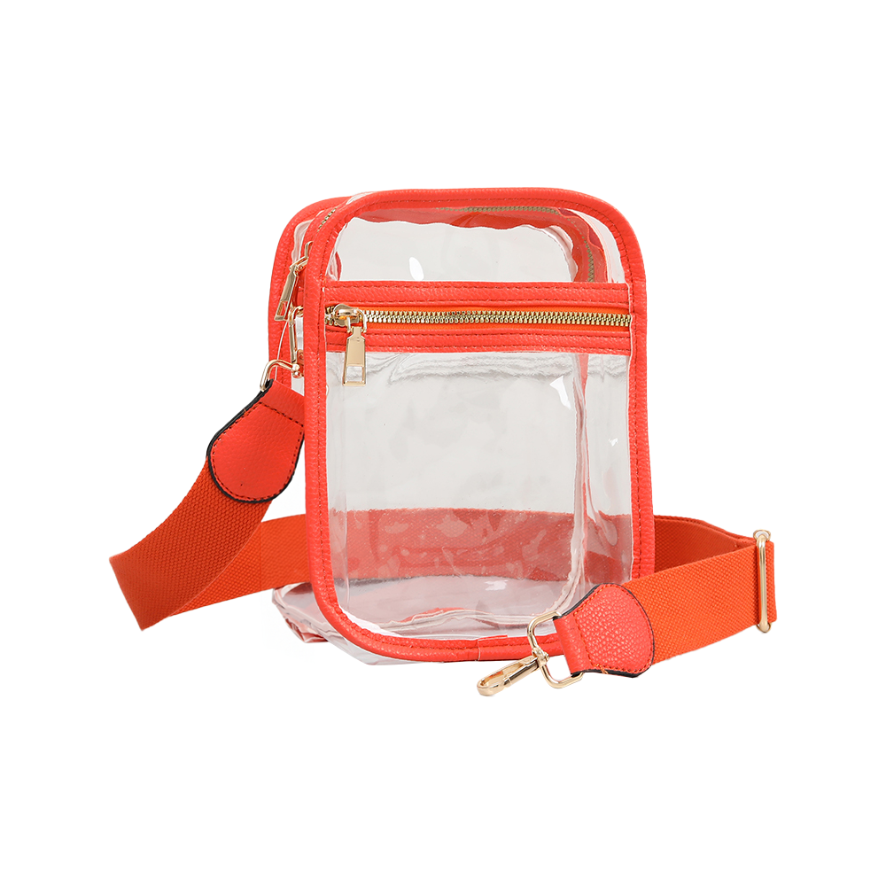 Clear Square Crossbody Stadium Bag - Orange