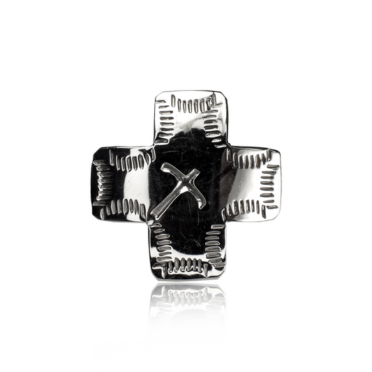 German Silver Stamped Cross Ring by Don and Doneeta Nowlin