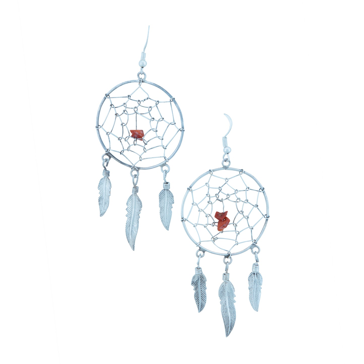 Coral Dreamcatcher Dangle Earrings