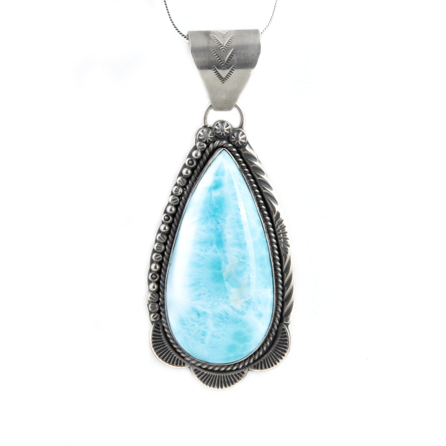 Natural Larimar Pendant with Sterling Silver Chain by Gilbert Platero