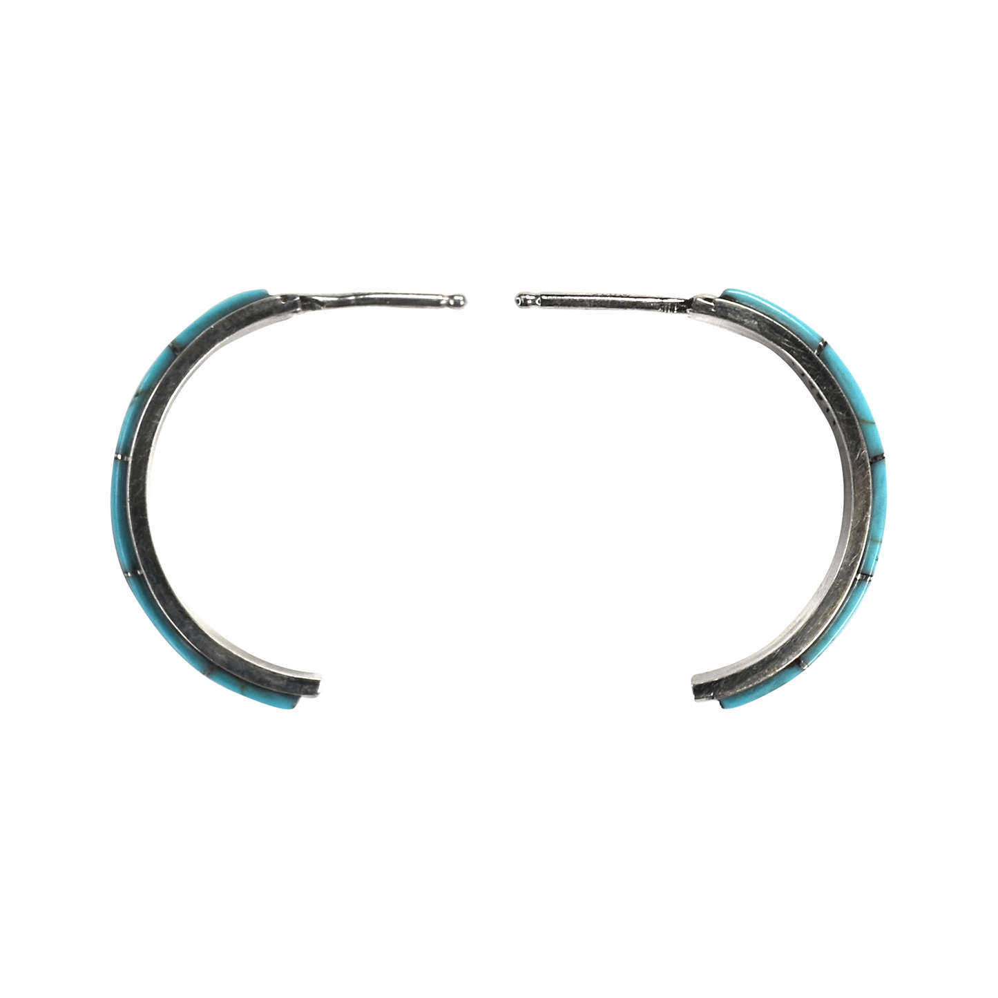 Sleeping Beauty Turquoise Channel Inlay Half Hoop Earrings by Gloria Waseta