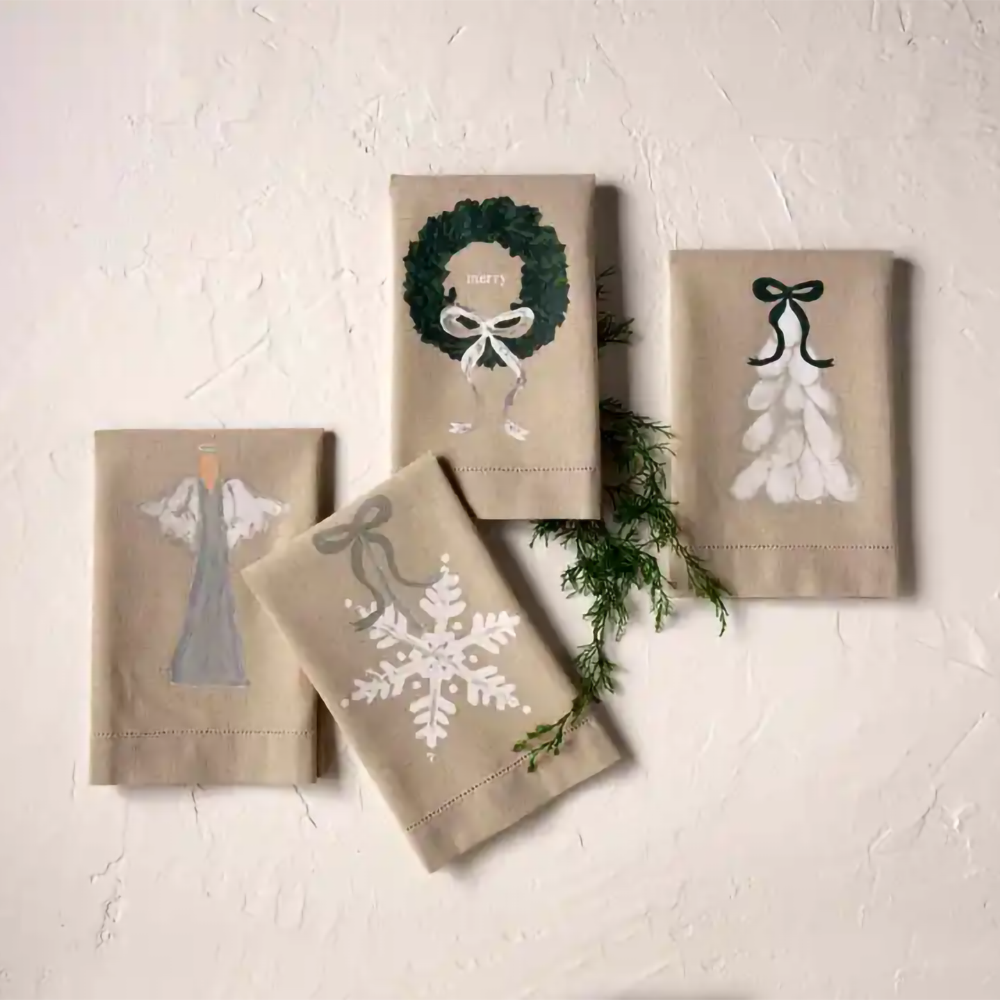 Painted Angel White Christmas Kitchen Towel