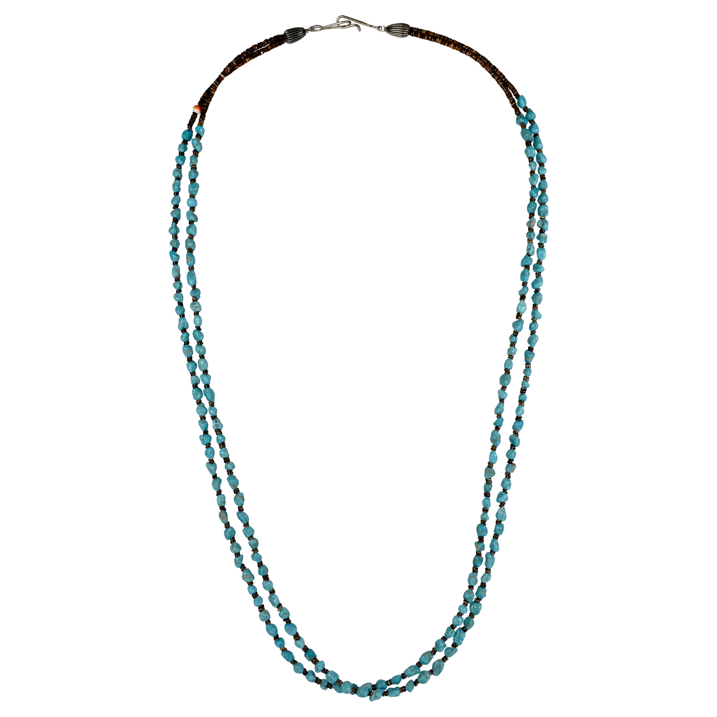 Two-Strand Turquoise Nugget & Heishi Shell Necklace by Teller Indian Jewelry