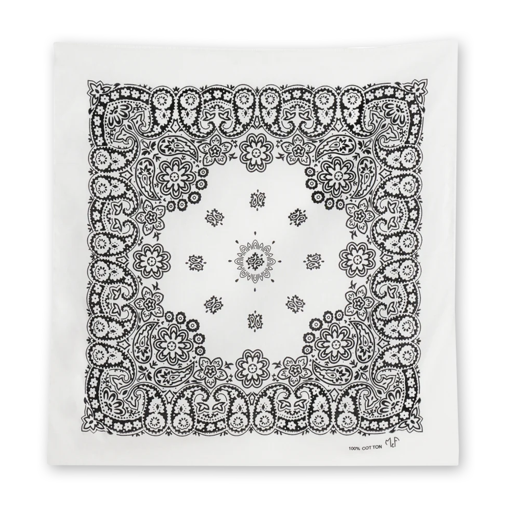 100% Cotton White/Black Bandana