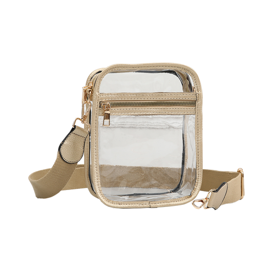 Clear Square Crossbody Stadium Bag - Gold