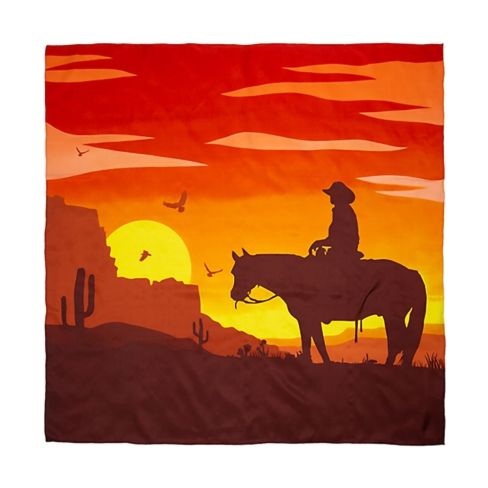 Sunset Cowboy Southwest #2 Silk Wild Rag - 34.5"
