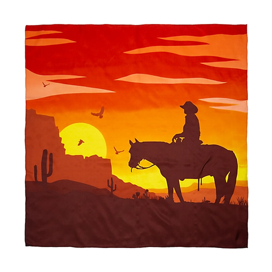 Sunset Cowboy Southwest #2 Silk Wild Rag - 34.5"
