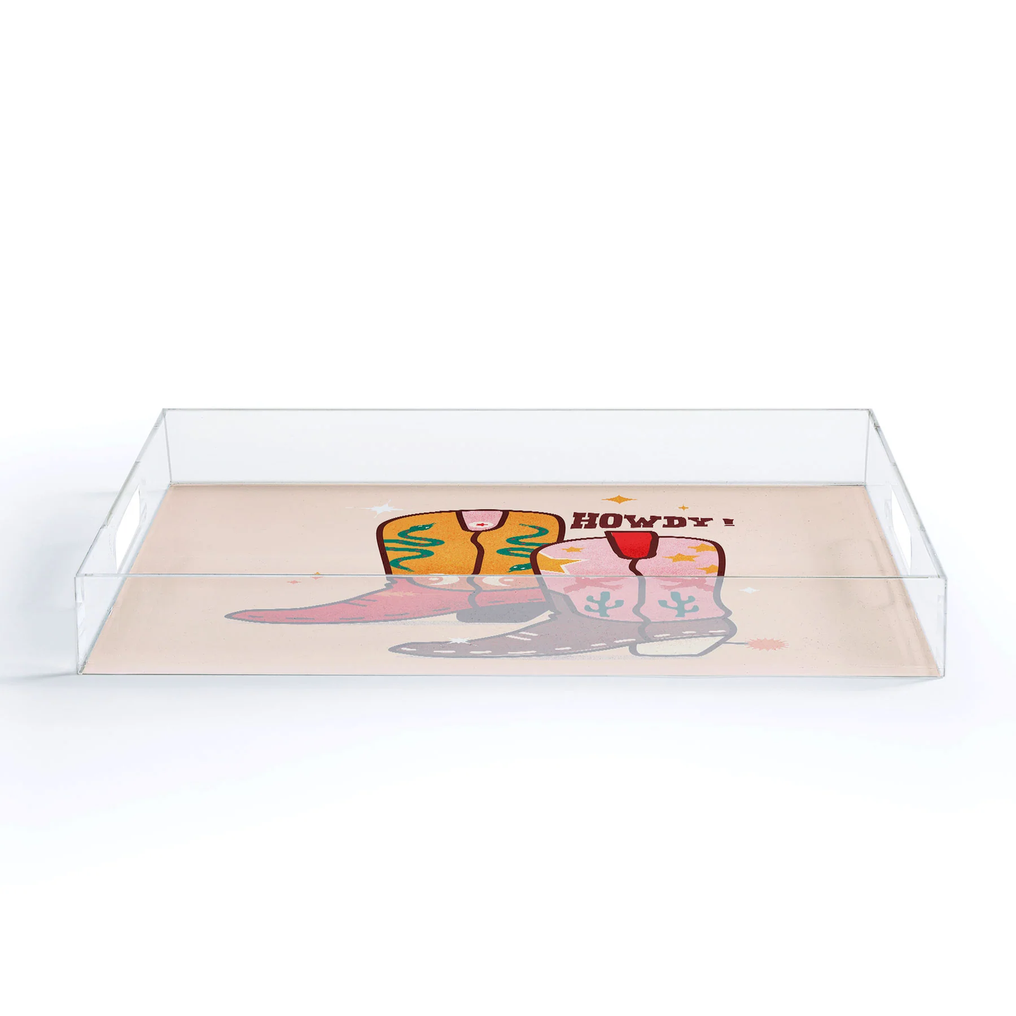 Howdy Cowboy Boots Acrylic Tray