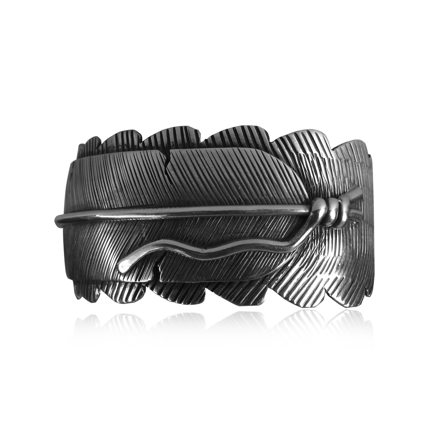 Sterling Silver Spirit Feather Cuff by Lorenzo Juan