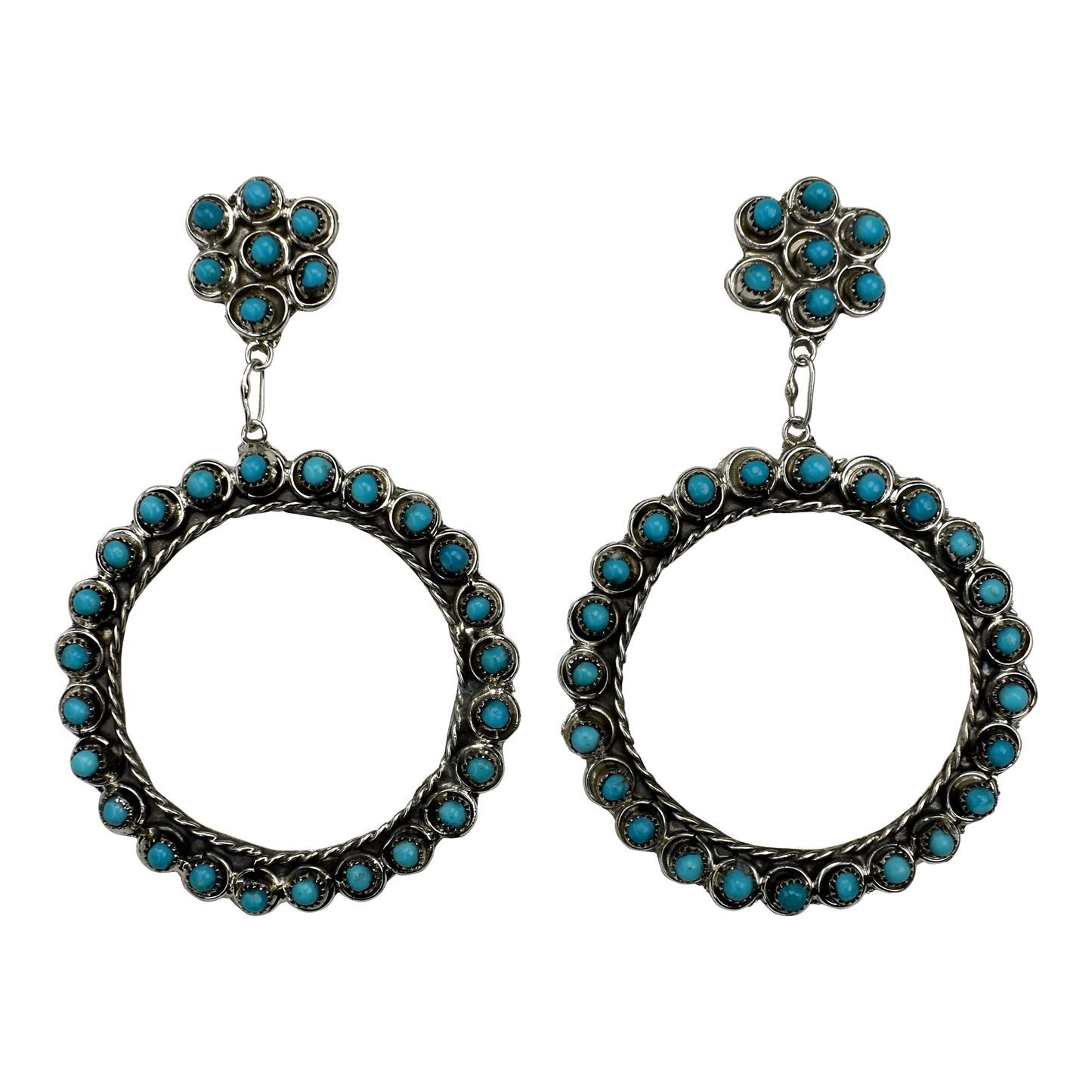 Circular Petit Point Stud Dangle Earrings by Waylon Johnson