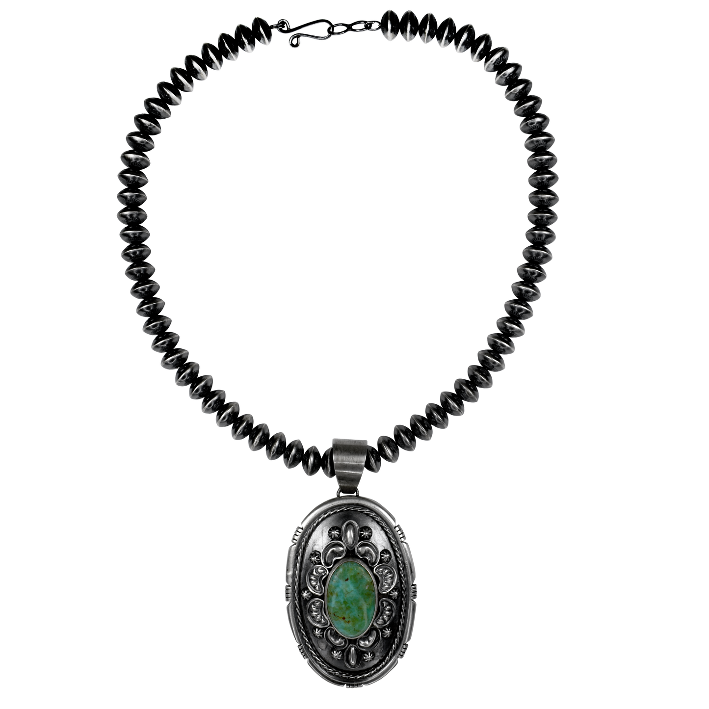 Silver Sage Moon Royston Turquoise Pendant Necklace