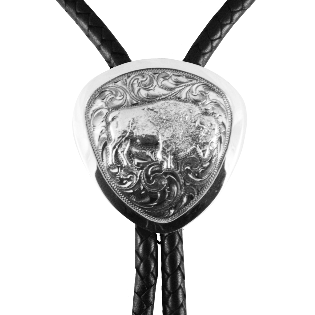 Sterling Silver Buffalo Bolo with Engraved Tips