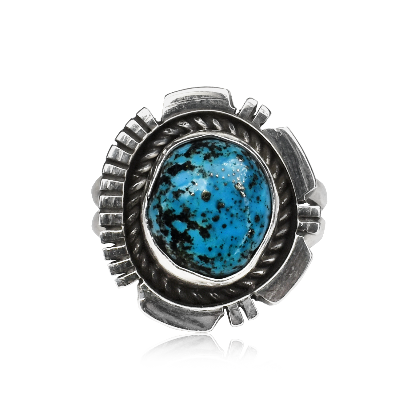 Kingston Turquoise Ring with Hand-Sawed Edges by Glenn & Irene Sandoval