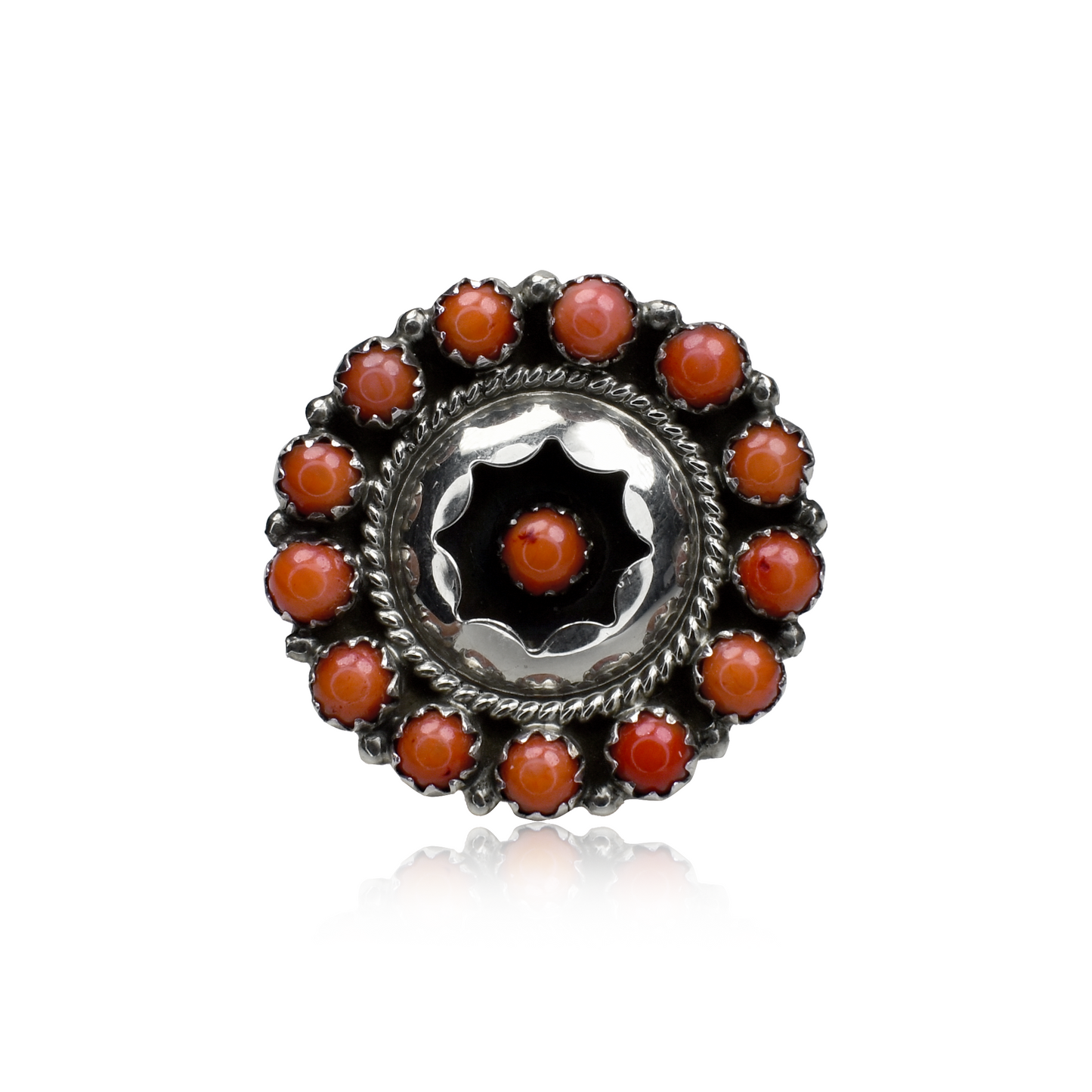 Pacific Coral Circular Shadowbox Ring