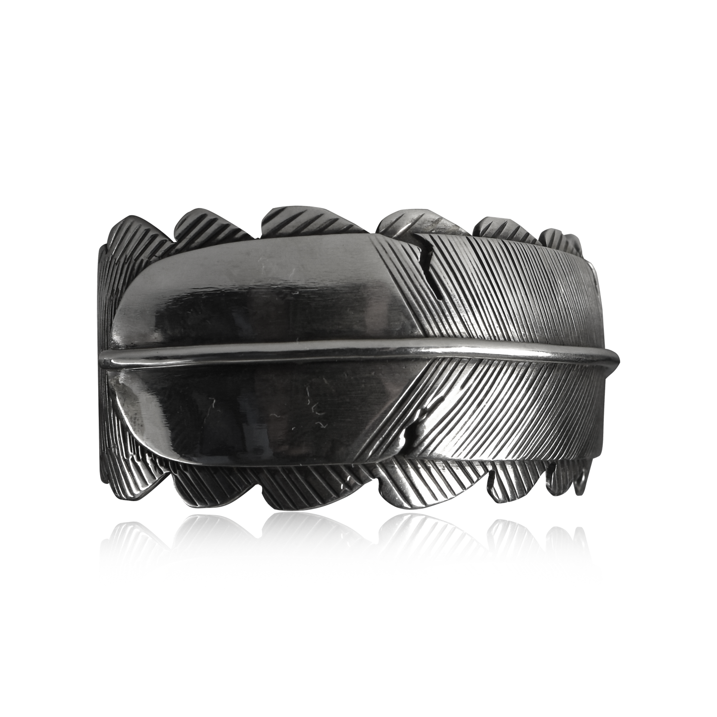 Sterling Silver Spirit Feather Cuff by Lorenzo Juan