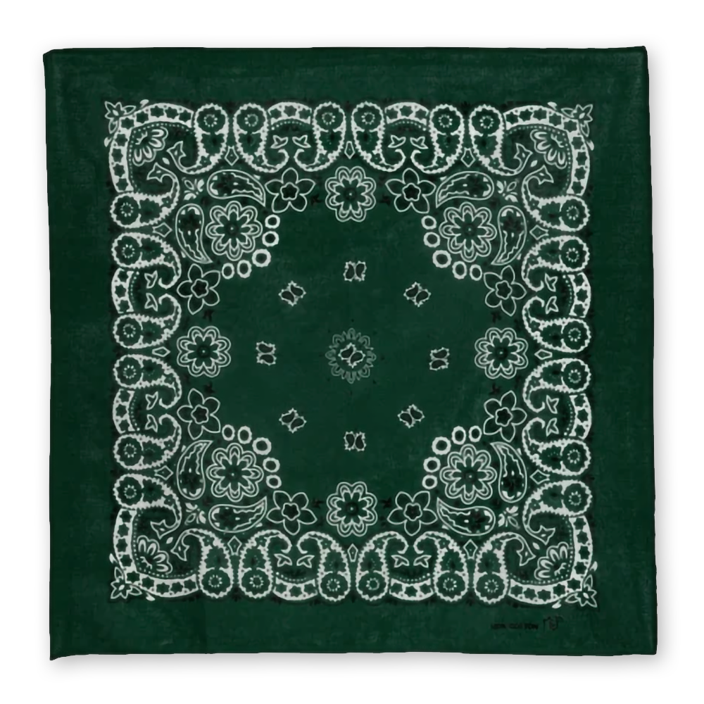 100% Cotton Dark Green Bandana