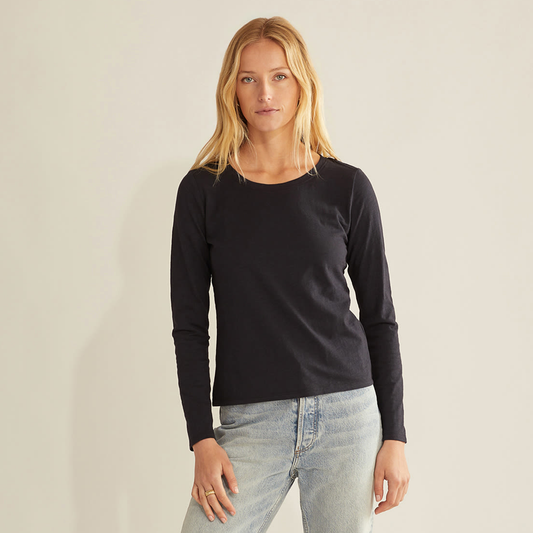 Pendleton Women's Long-Sleeve Cotton Slub Tee - Black