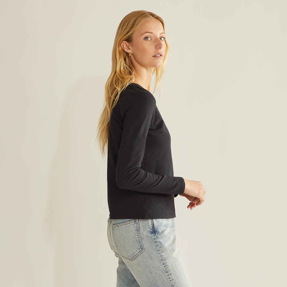 Pendleton Women's Long-Sleeve Cotton Slub Tee - Black