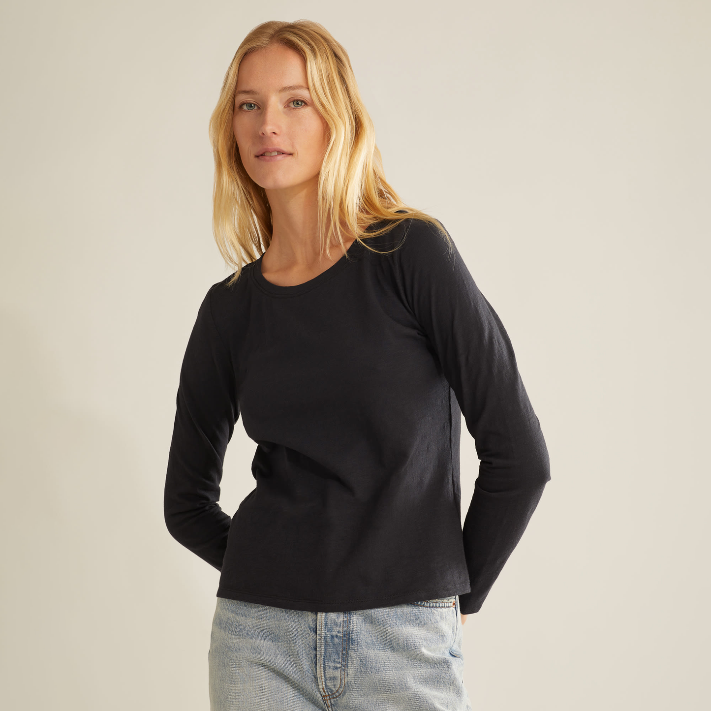 Pendleton Women's Long-Sleeve Cotton Slub Tee - Black
