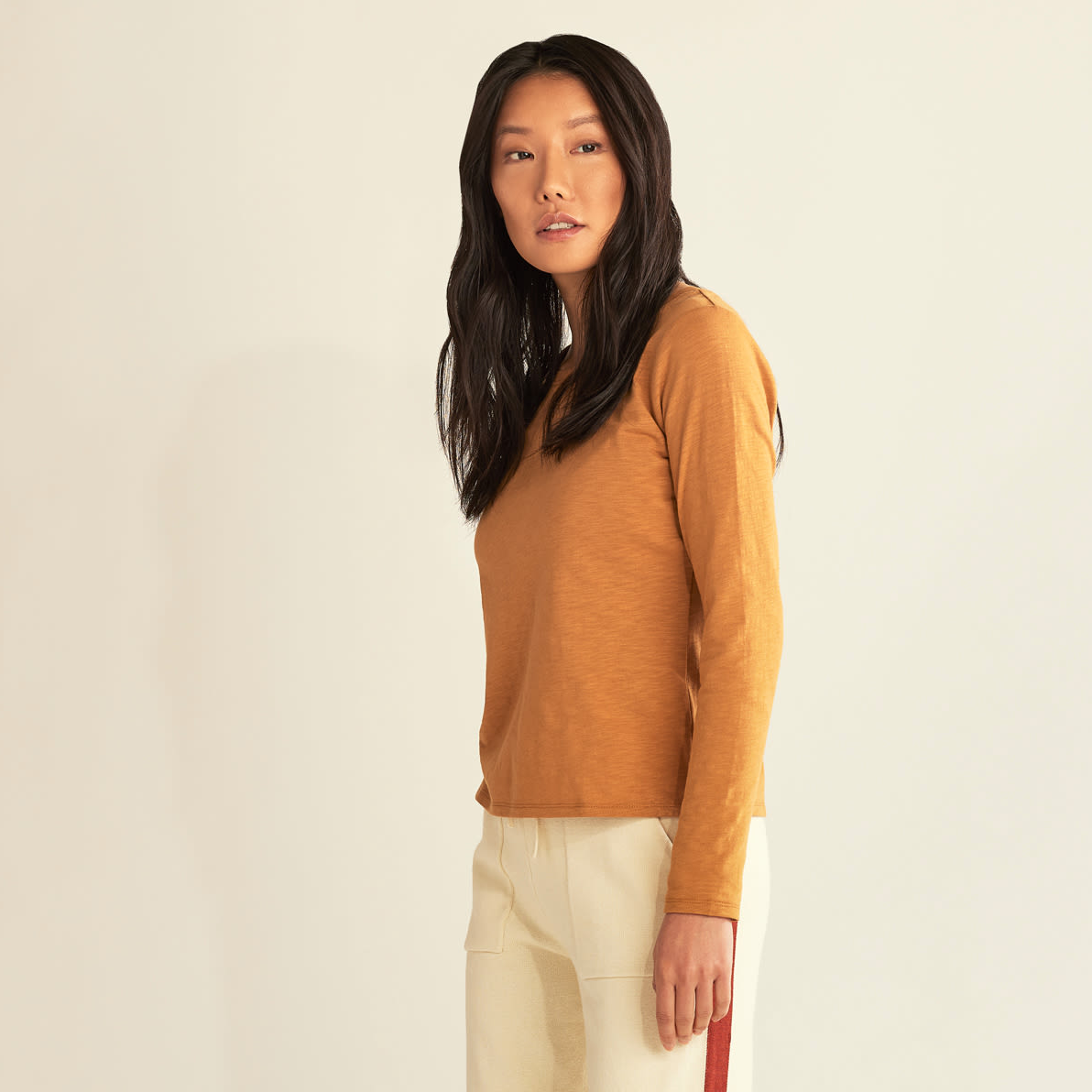 Pendleton Women's Long-Sleeve Cotton Slub Tee - Brown Sugar