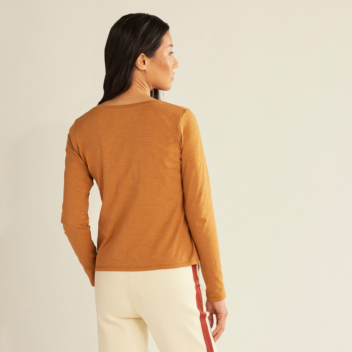 Pendleton Women's Long-Sleeve Cotton Slub Tee - Brown Sugar