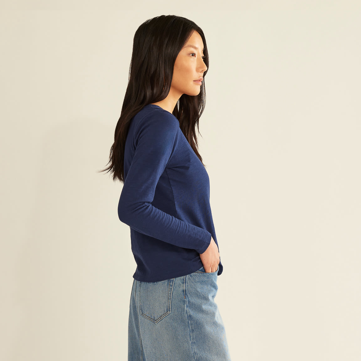 Pendleton Women's Long-Sleeve Cotton Slub Tee - Indigo