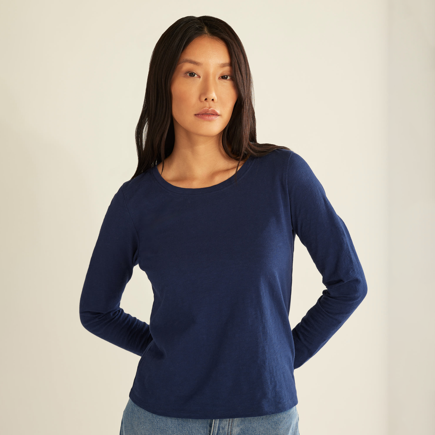 Pendleton Women's Long-Sleeve Cotton Slub Tee - Indigo