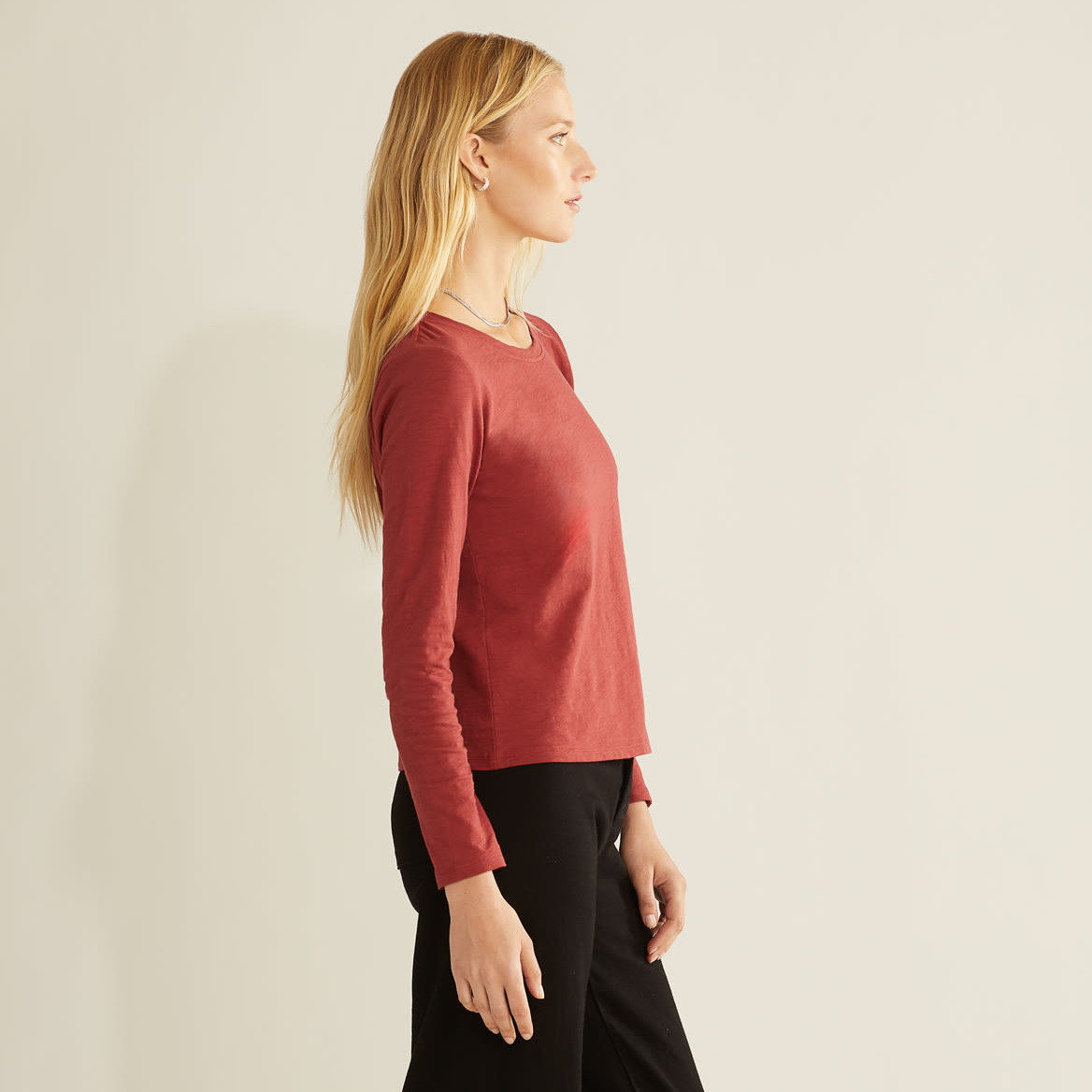 Pendleton Women's Long-Sleeve Cotton Slub Tee - Rosewood