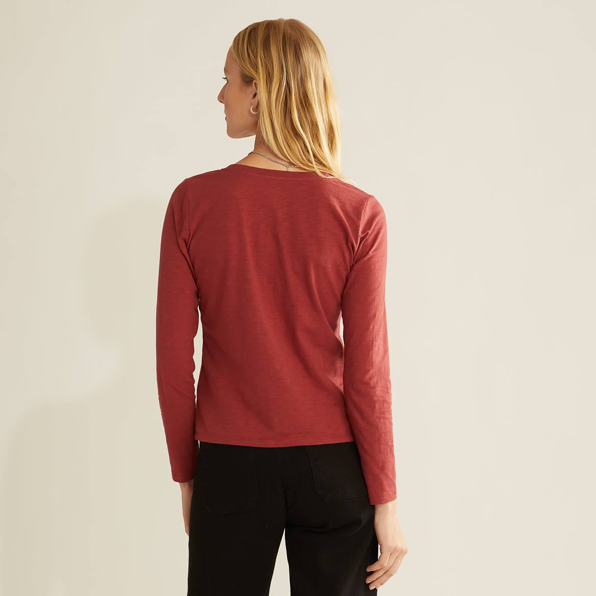 Pendleton Women's Long-Sleeve Cotton Slub Tee - Rosewood