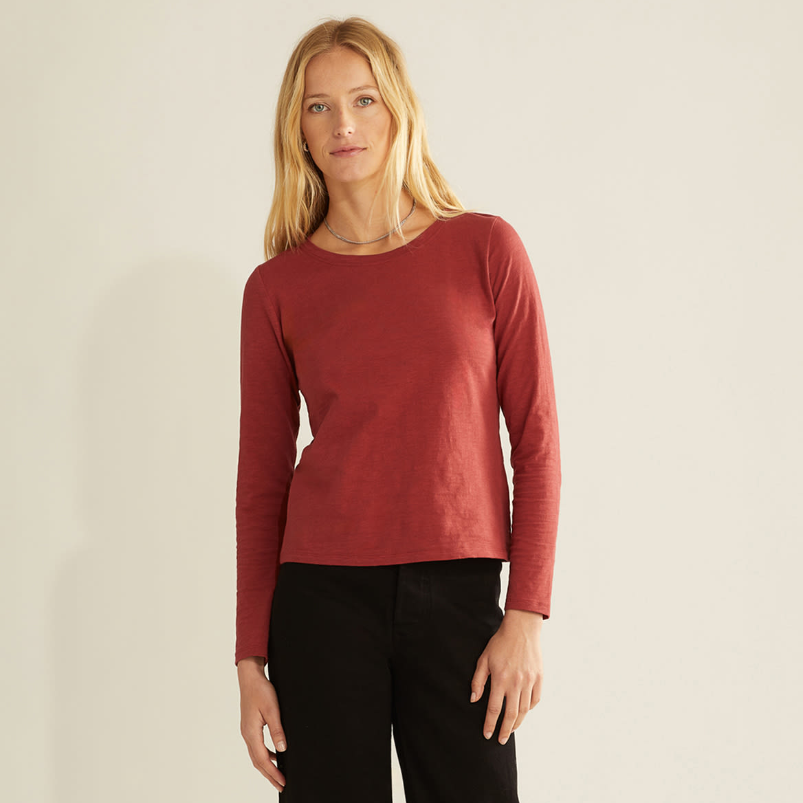Pendleton Women's Long-Sleeve Cotton Slub Tee - Rosewood