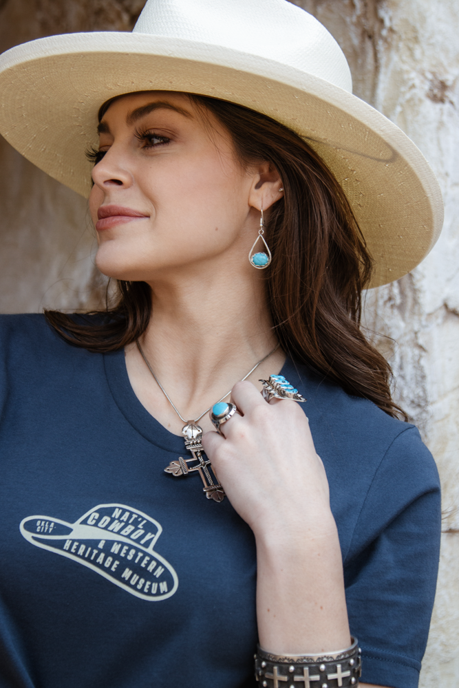 Radiance Teardrop Earrings with Sleeping Beauty Turquoise by Lawrence Baca