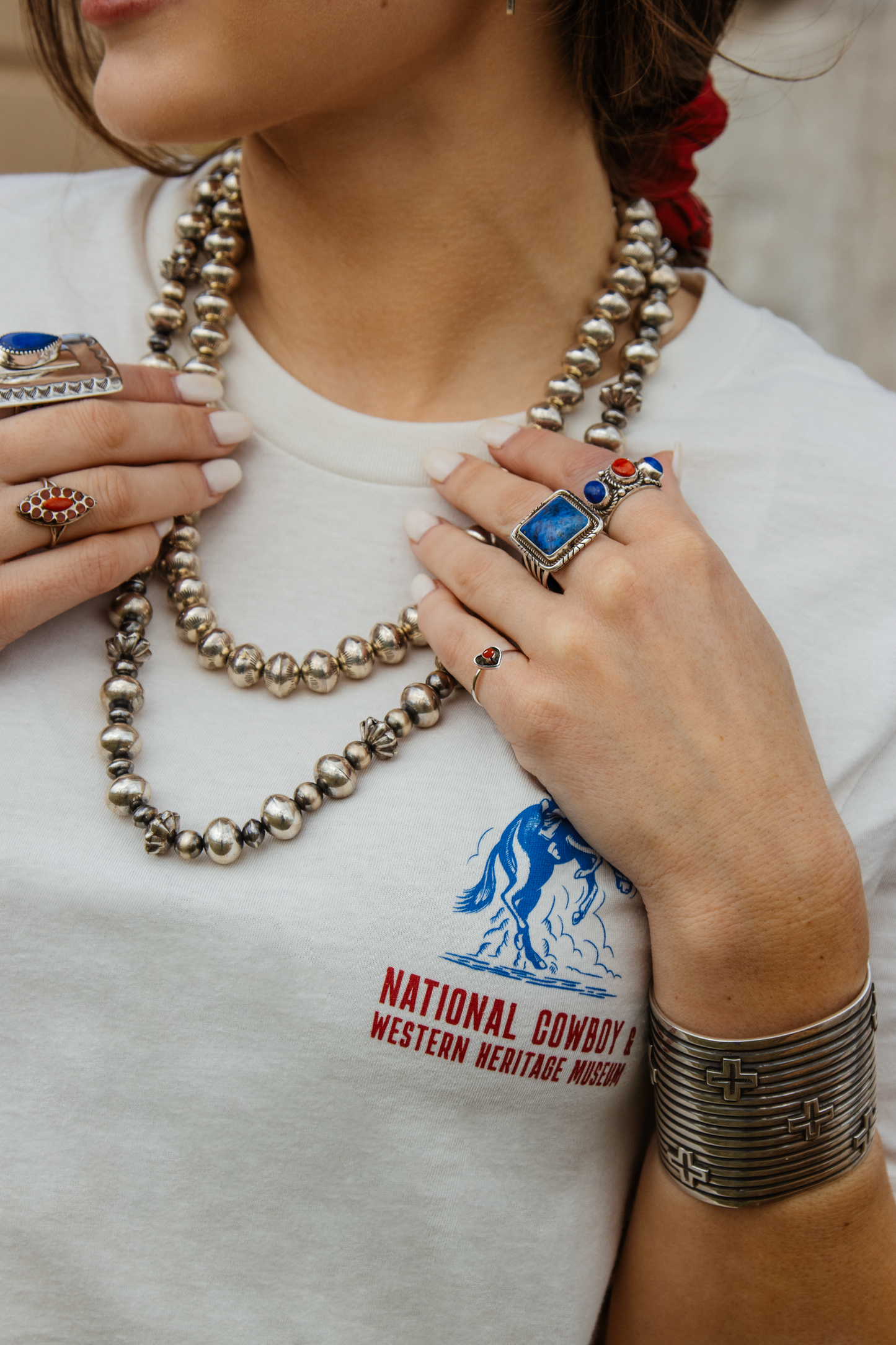 Lapis & Coral Trio Balance Ring by Ruth Ann Begay