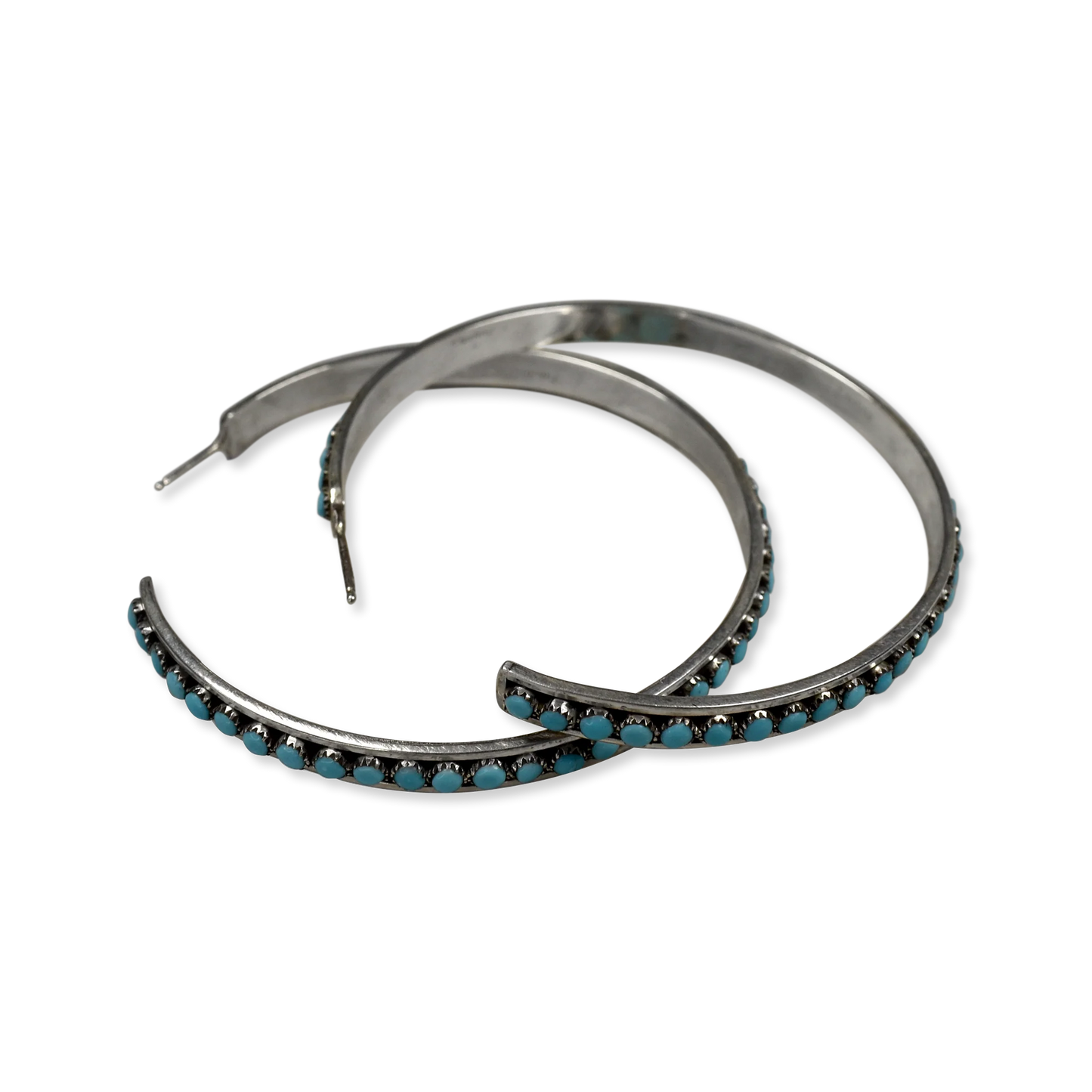 Large Sleeping Beauty Turquoise Snake Eyes Hoop Earrings by Lois Tzuni