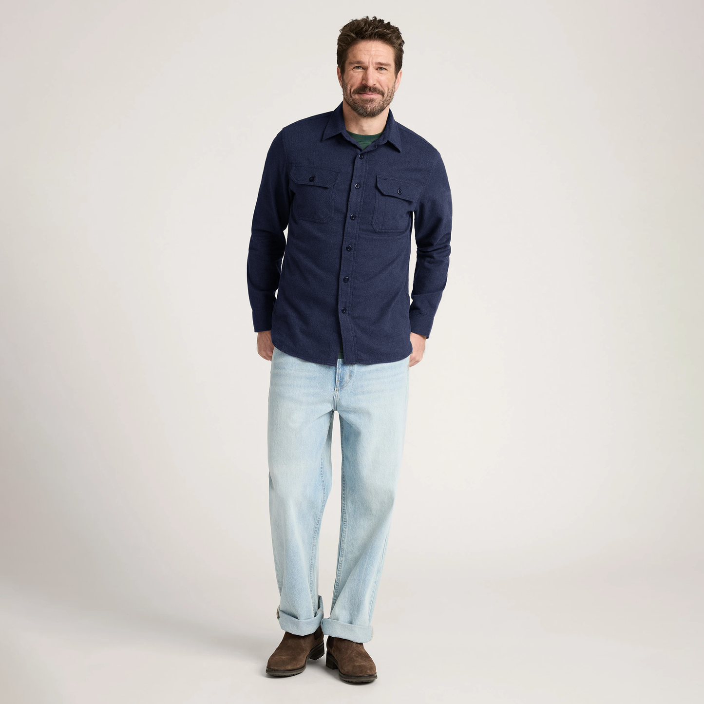 Pendleton Men's Burnside Cotton Flannel Shirt - Navy Heather