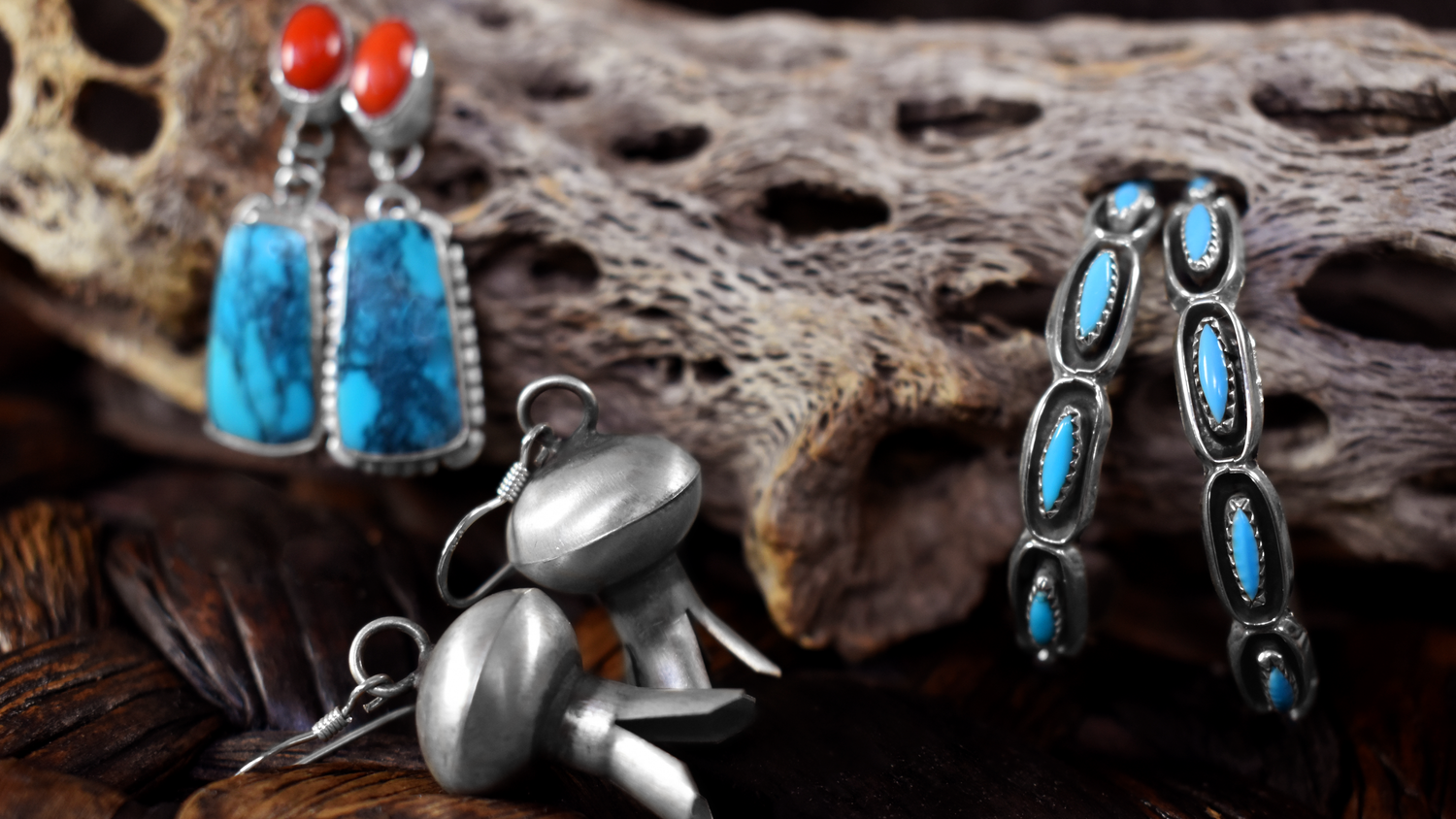 Silver and turquoise Native American earrings