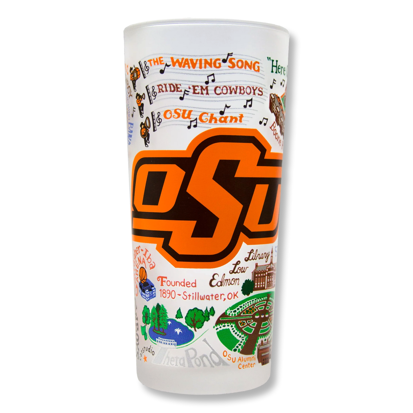 Oklahoma State University Frosted Drinking Glass
