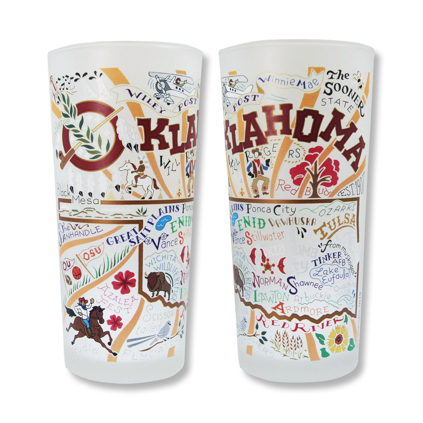Oklahoma Frosted Drinking Glass