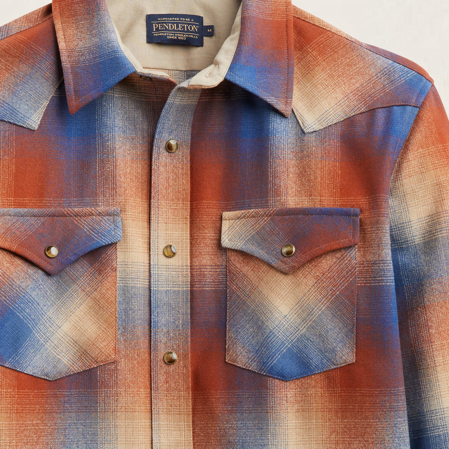 Pendleton Men's Plaid Snap-Front Western Canyon Shirt - Brick/Blue Ombre