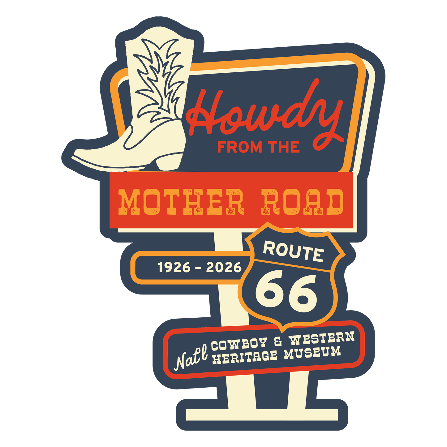 Howdy from the Mother Road Route 66 Centennial Museum Sticker