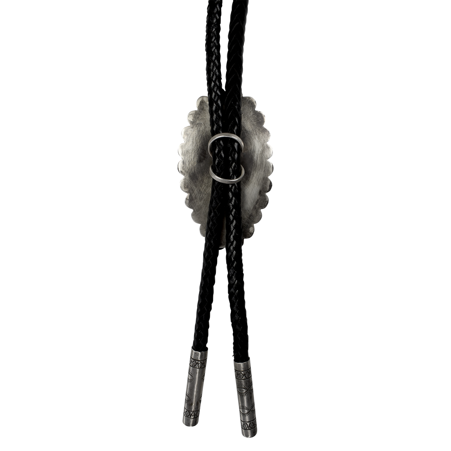 Royston Boulder Turquoise Bolo with Hand-Stamped Tips by Bryant Martinez