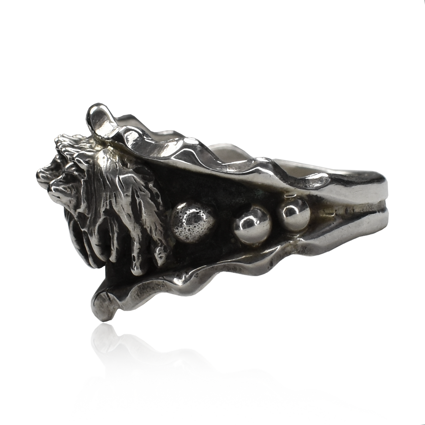 Sand Cast Sterling Silver Wolf Pack Ring
