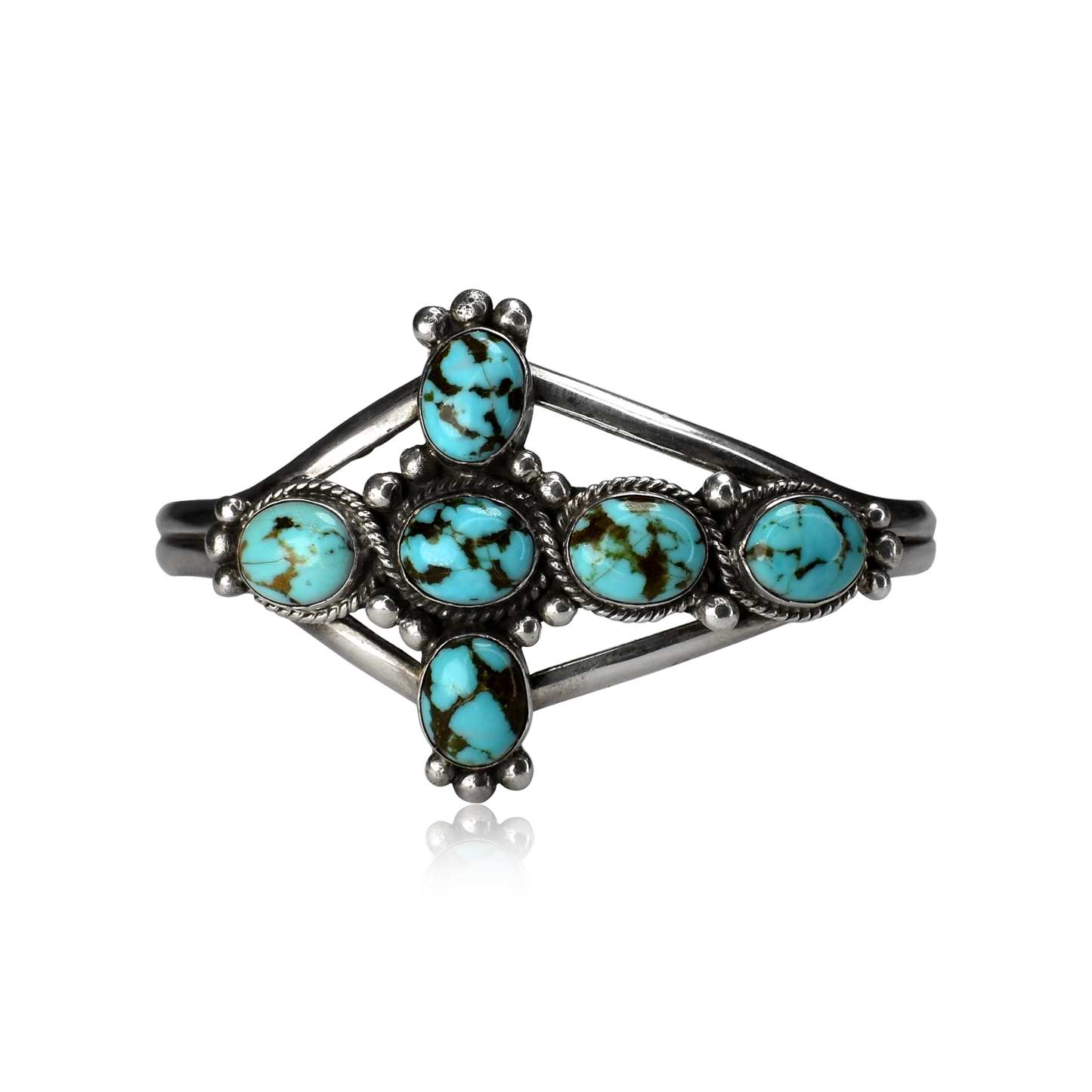 Skyward Grace Six Stone Kingman Turquoise Cross Cuff by Will Denetdale