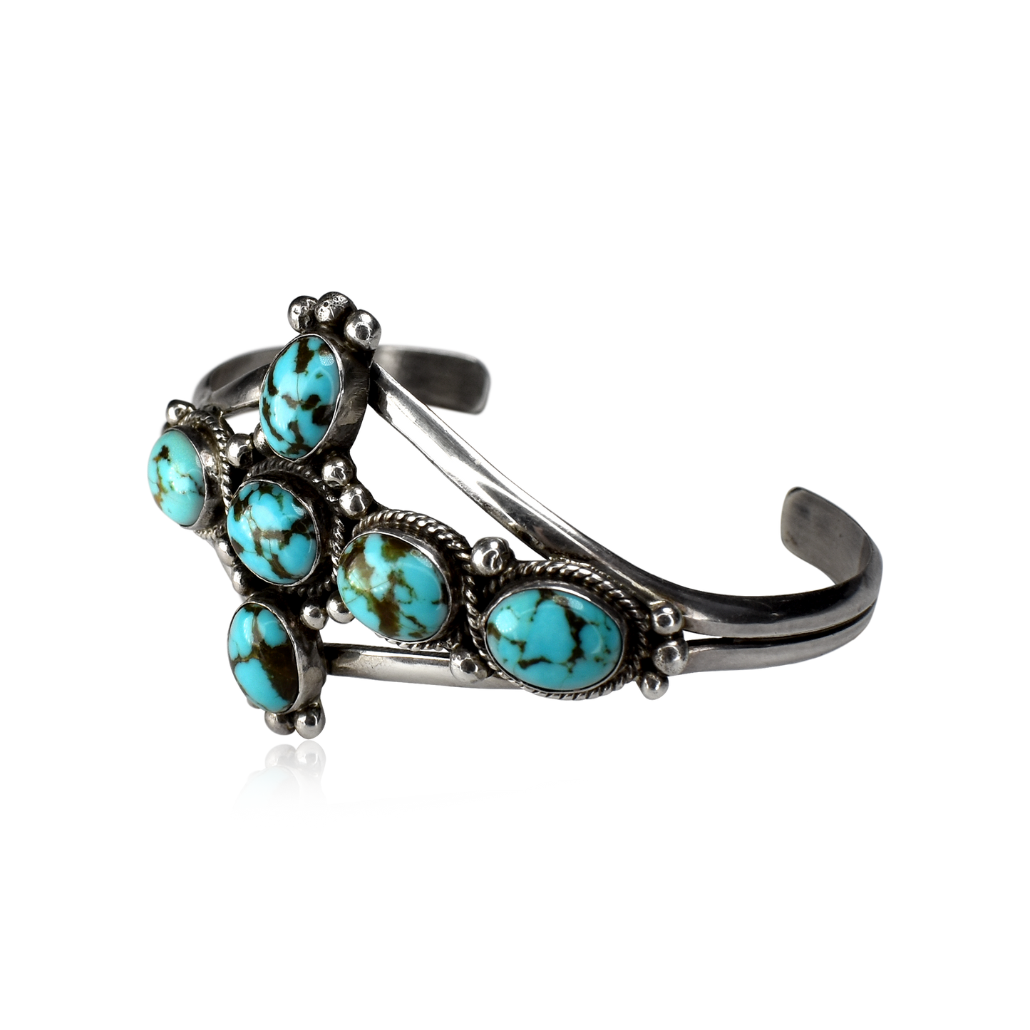 Skyward Grace Six Stone Kingman Turquoise Cross Cuff by Will Denetdale