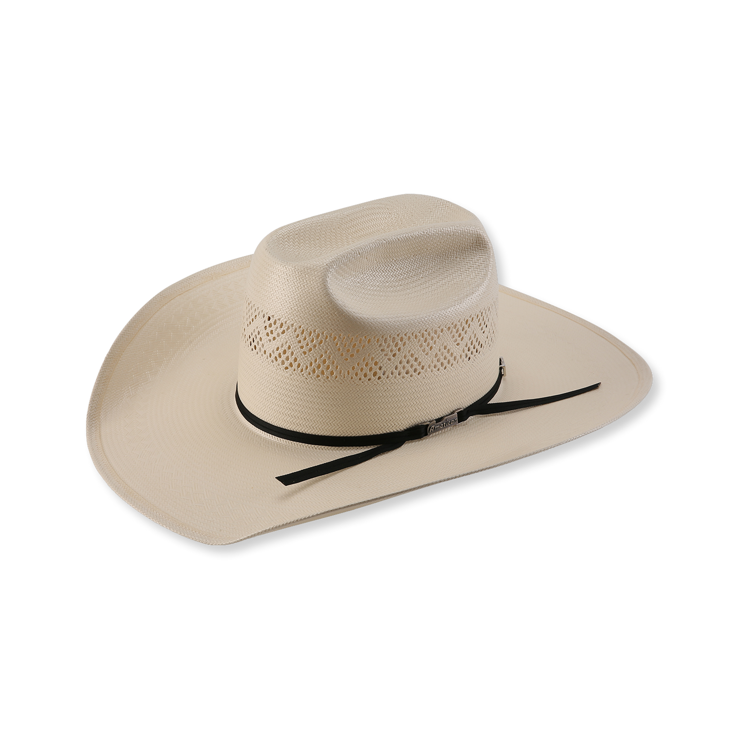American Hat Co. Zigzag Weave Vented Straw Hat with Chocolate Band