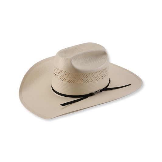 American Hat Co. Zigzag Weave Vented Straw Hat with Chocolate Band