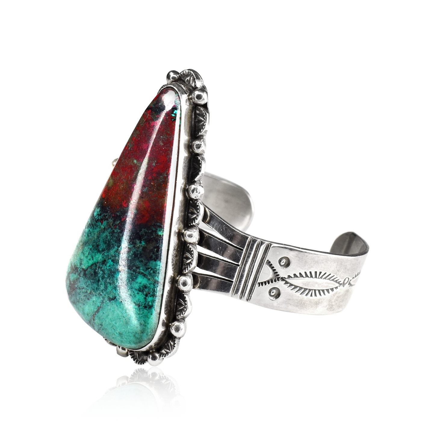 Triangular Sonora Sunset Cuff with Stamped Band by Benjamin Piaso