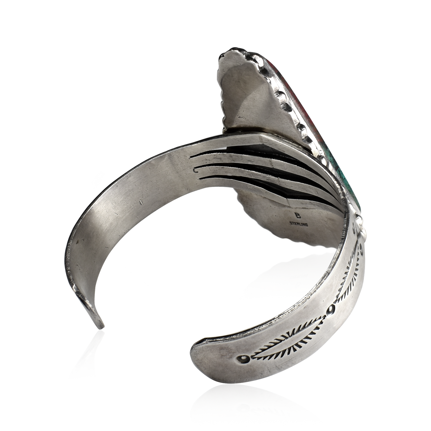 Triangular Sonora Sunset Cuff with Stamped Band by Benjamin Piaso