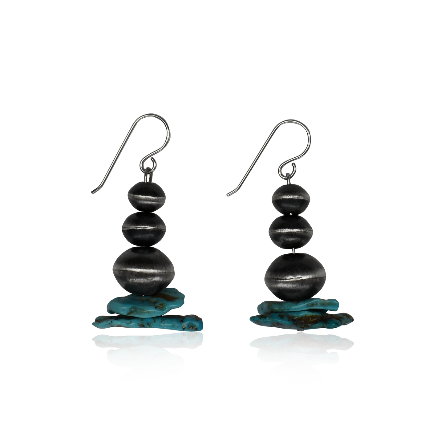 Triple Navajo Pearl and Sleeping Beauty Turquoise Earrings